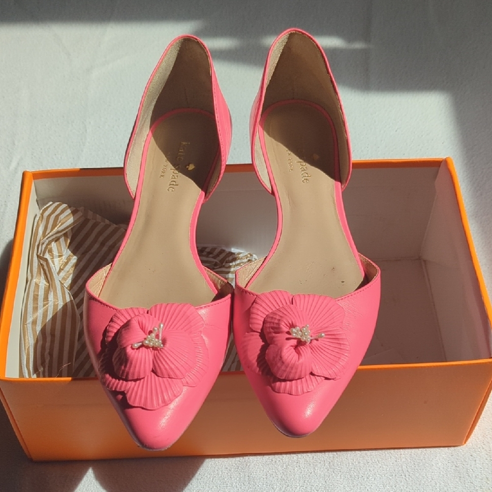 Kate Spade Pink Floral Pointed Toe Elysee Flats